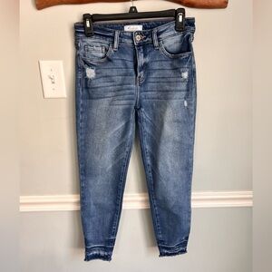 KanCan Signature Blue Ankle Cropped Distressed Jeans Mid-Rise Skinny Sz. 27